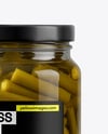 Glass Jar with Pickled Green Beans Mockup