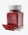 Square Glass Jar with Sumac Spice Mockup