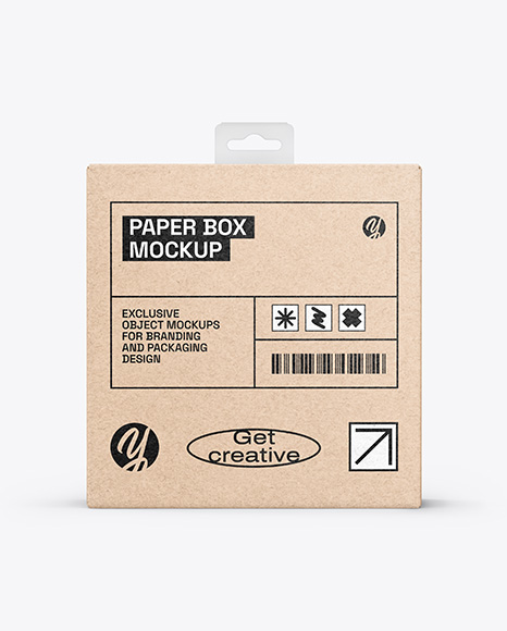 Kraft Paper Box w Hang Tab Mockup - Cardboard box mockup