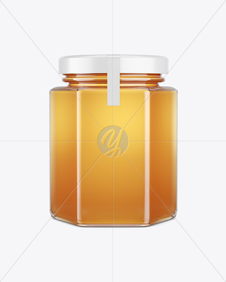 Hexagon Glass Honey Jar Mockup