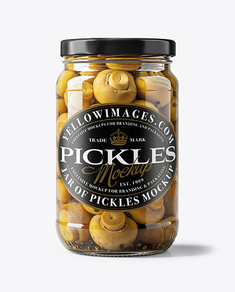 Glass Jar with Champignons Mockup