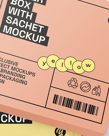 Paper Box With Sachet Mockup