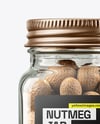 Square Glass Jar with Whole Nutmeg Mockup