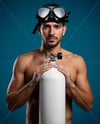 Man with Scuba Diving Tank Mockup