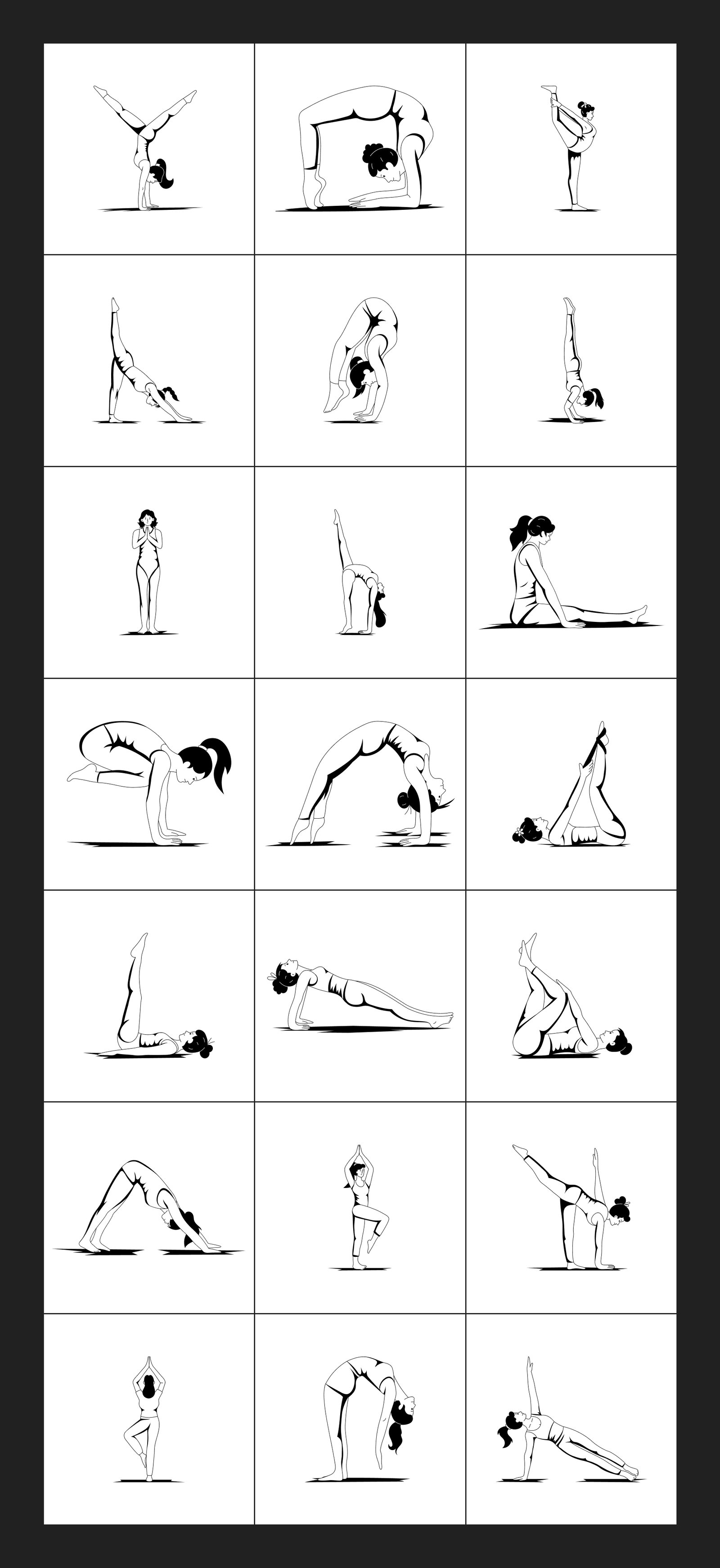 Yoga Poses Illustration Set