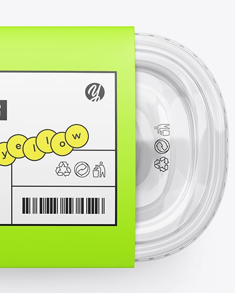 Clear Plastic Container in Paper Sleeve Mockup
