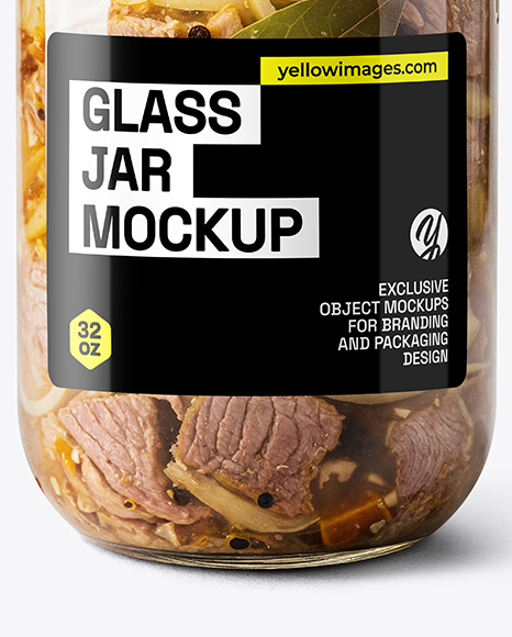 Glass Jar with Clamp Lid Filled Stewed Meat Mockup