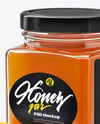 Square Glass Jar with Orange Blossom Honey Mockup