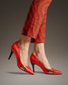 Pair of Pumps on Woman's Legs with Pants Mockup