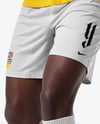 Soccer Player Wearing Raglan Jersey and Shorts Mockup