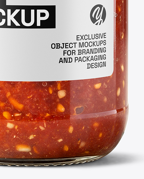 Clear Glass Jar with Tomato Bruschetta Mockup