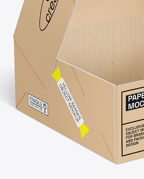 Opened Corrugated Cake Box Mockup