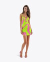 Young Woman Wearing Tight Short Dress Mockup