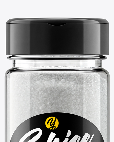Plastic Jar with Fine Sea Salt Mockup