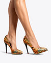 Pair of Stilettos on Woman's Legs Mockup