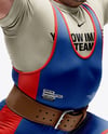 Man Wearing Weightlifing Suit with Barbell Mockup
