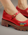Mary Janes on Woman's Legs with Jeans Mockup