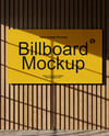 Billboard on a Wall with Wooden Slats Mockup