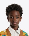 Afro-American Boy Wearing Cardigan and Shirt Mockup