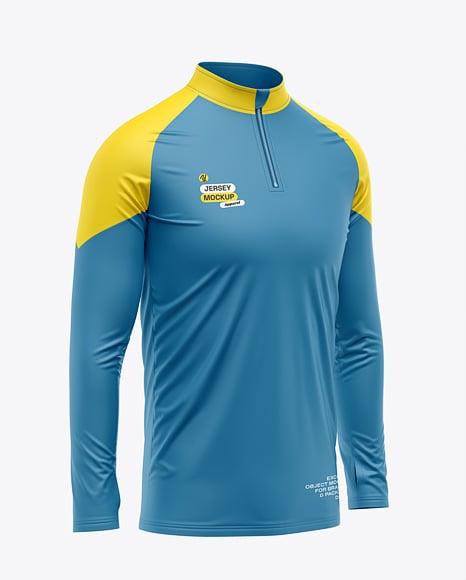 ¼ Zipper Mock Neck Long Sleeve Jersey - Crew neck sweater mockup