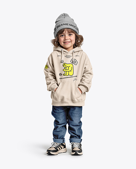 Boy Wearing a Hoodie and Beanie Hat Mockup - Realistic+Hoodie+Mockup.+Black+Sweatshirt,+White+Urban+...