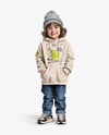 Boy Wearing a Hoodie and Beanie Hat Mockup