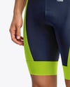 Man Wearing Cycling Jersey and Bib Shorts Mockup