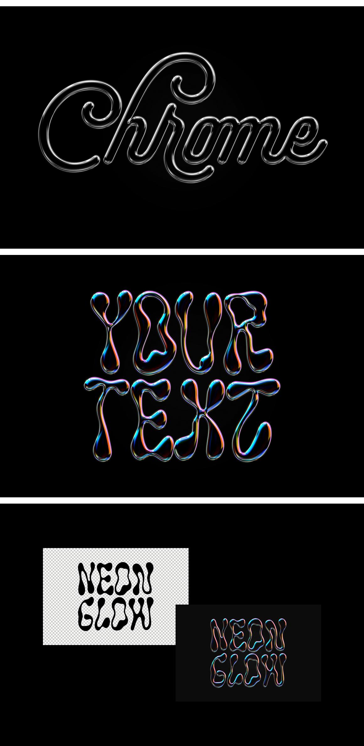 Neon Glow Chrome Text &amp; Logo Effect