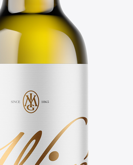 Antique Green Glass White Wine Bottle Mockup