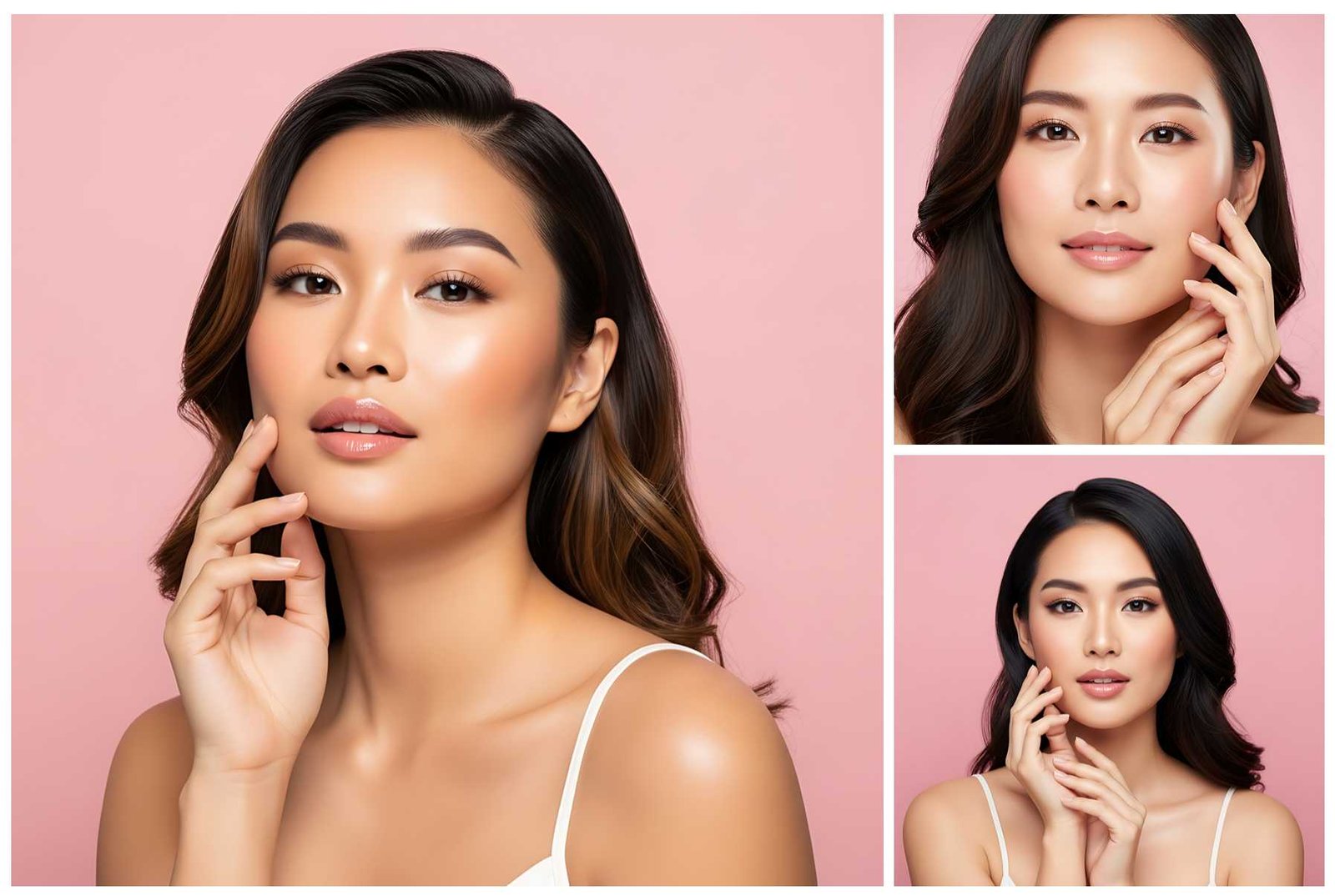 16 Asian Beauty Close-Up Stock Photos – Soft Pastel Tone Portrait