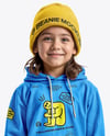 Boy Wearing a Hoodie and Beanie Hat Mockup