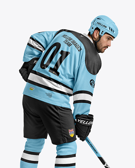 Man Wearing Full Ice Hockey Kit Mockup