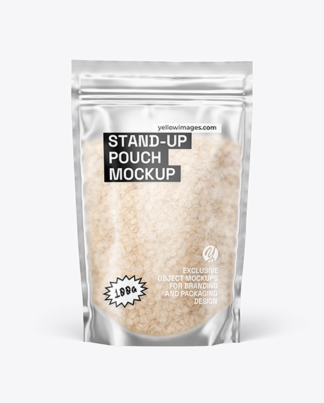 Frosted Stand-Up Pouch w/ Oatmeal Mockup