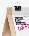 Kraft Coffee Bag with Clip Mockup – Half Side View