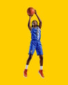 Woman Wearing Full Basketball Uniform and Holding Ball Mockup