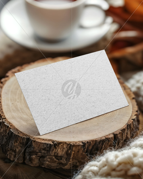 Business Card on Wooden Stump Mockup