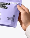 Two Matte Stand-Up Pouch in Hands Mockup