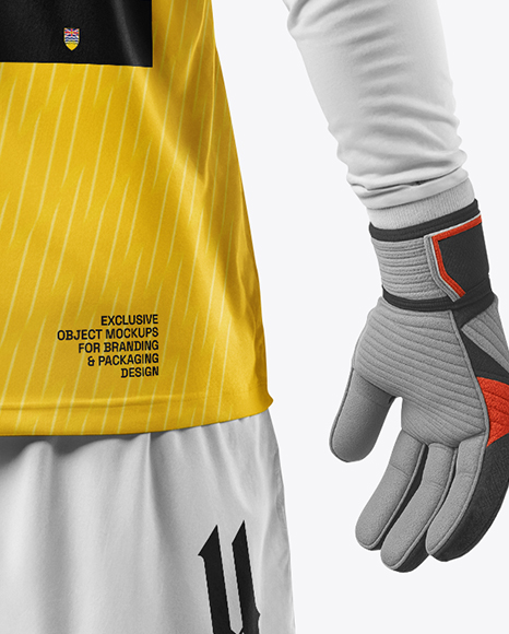 Soccer Goalkeeper Wearing Long Sleeve Jersey and Shorts Mockup