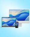 Apple IMac with Macbook and Iphone Mockup