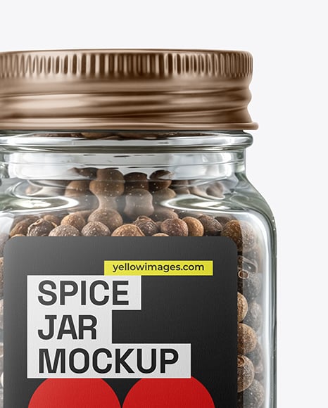 Square Glass Jar with Whole Allspice Mockup