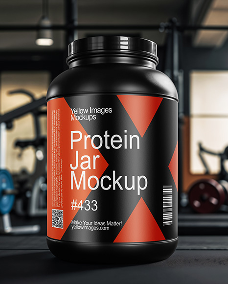 Black Protein Jar Mockup