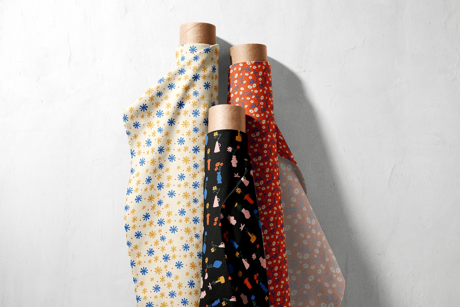 Groovy Flowers. Seamless Patterns