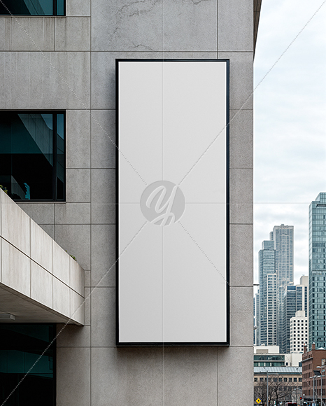 Vertical Billboard on a Building Mockup