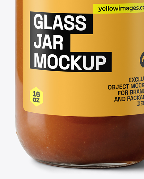 Clear Glass Jar with Beef Bone Broth Mockup