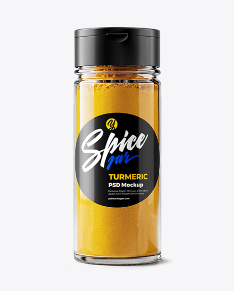 Glass Spice Jar with Turmeric Mockup - Realistic mockups