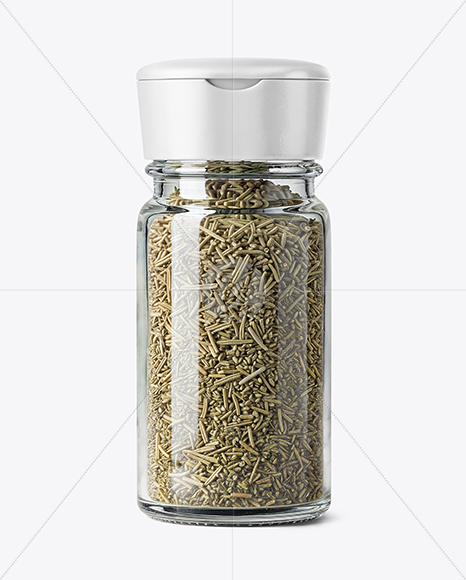 Glass Spice Jar with Rosemary Mockup