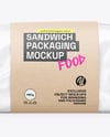 Clear Plastic Flow-Pack with Sandwich in Kraft Paper Sleeve Mockup