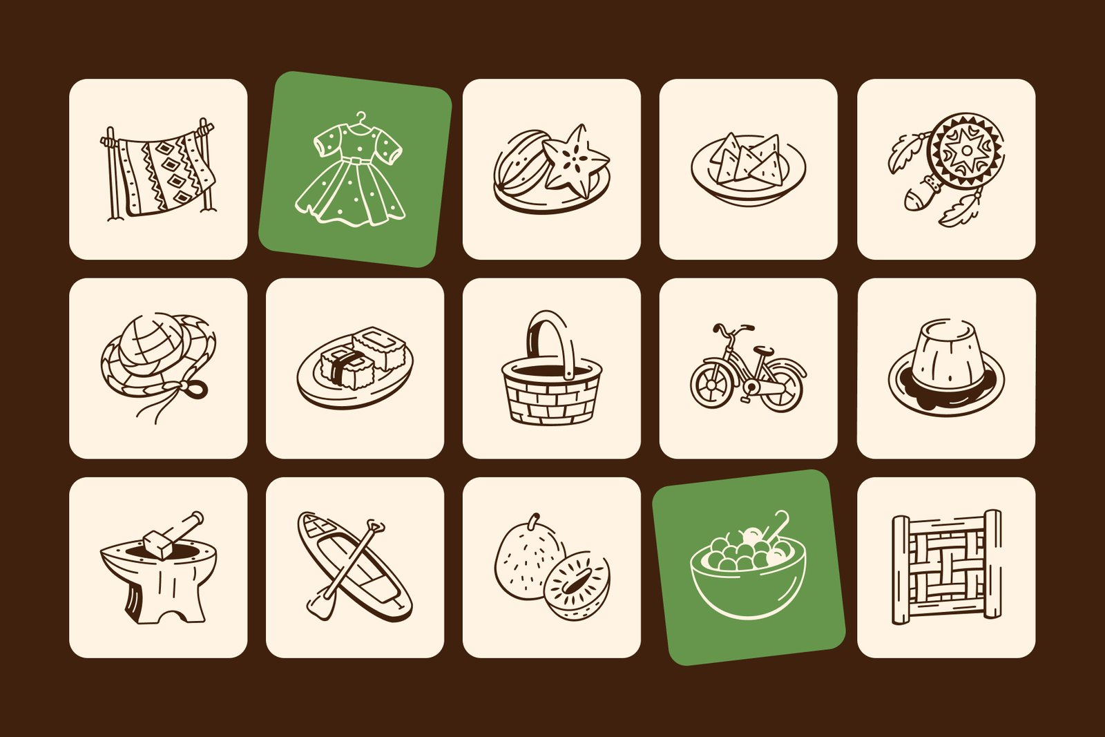 Hawaii Doodle Icon Set