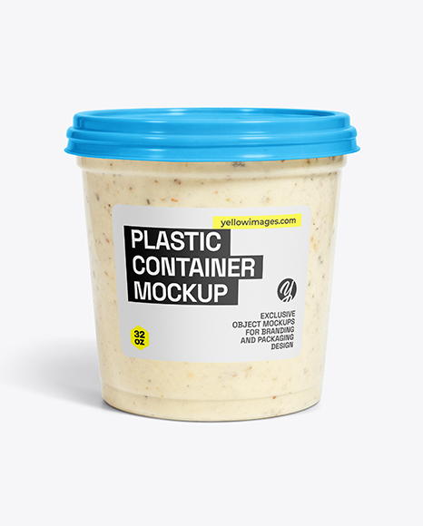 Plastic Container with Clam Chowder Mockup