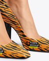Block Heel Pumps on Woman's Legs Mockup